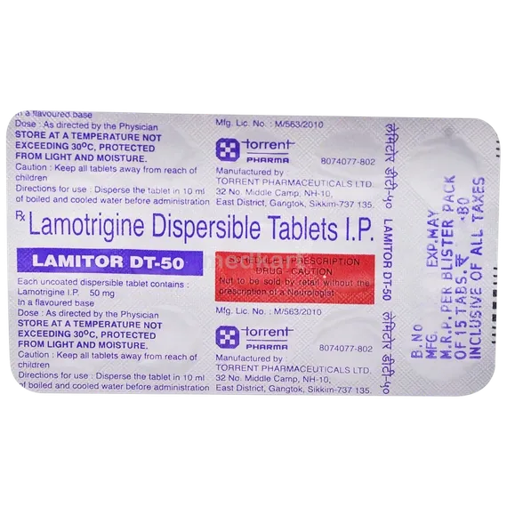 lamitor 50 dt tablet 15's